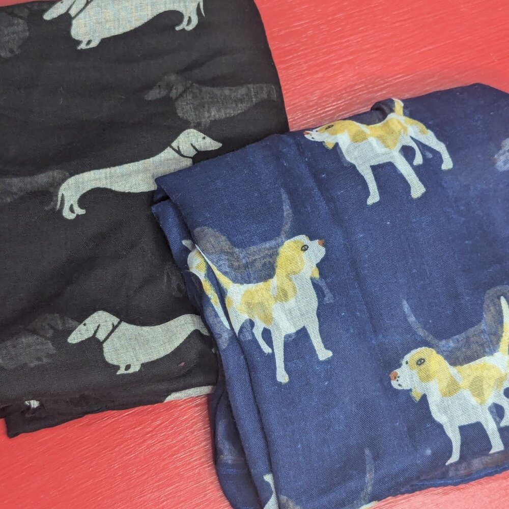 Two Scarfs / Wraps – Dog themed – Dachsund - Beagle